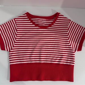 Offline By Aerie Women’s Red And White Striped Seamless Real Good Crop Top Sz M